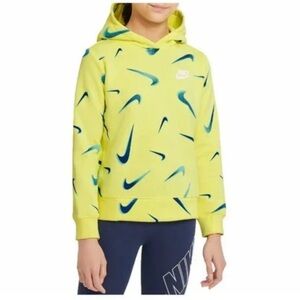 Nike Kids' Vibrant Yellow Hoodie with Blue Accents